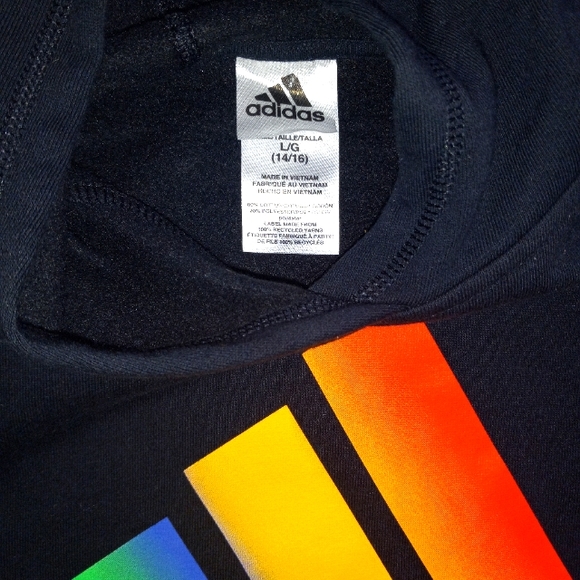 Adidas Teens Hoodie, Unisex, Black, Size L/G 14/16 - Picture 2 of 3